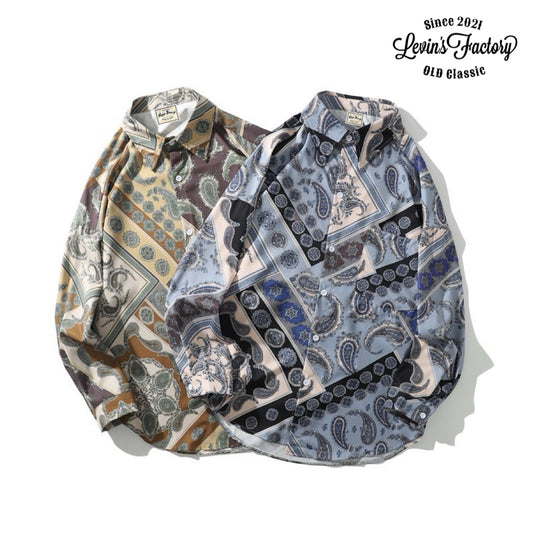 Levin`sFactory ペイズリー柄バンダナシャツ 長袖シャツ