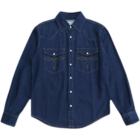 OKONKUWO アメリカンヴィンテージワークシャツ フラワー 長袖シャツ