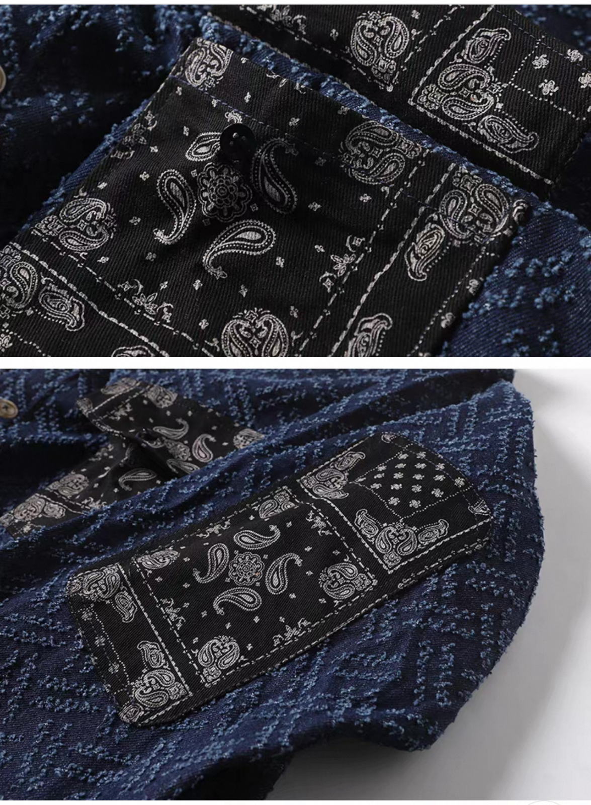 Levin‘sFactory ユーズド加工バンダナ柄パッチワークシャツ 長袖シャツ