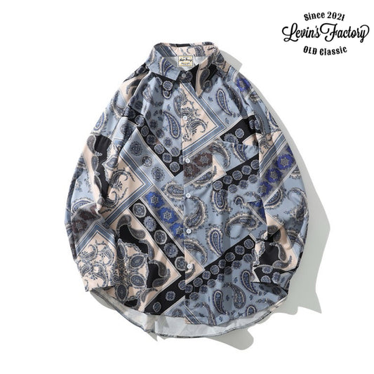 Levin`sFactory ペイズリー柄バンダナシャツ 長袖シャツ