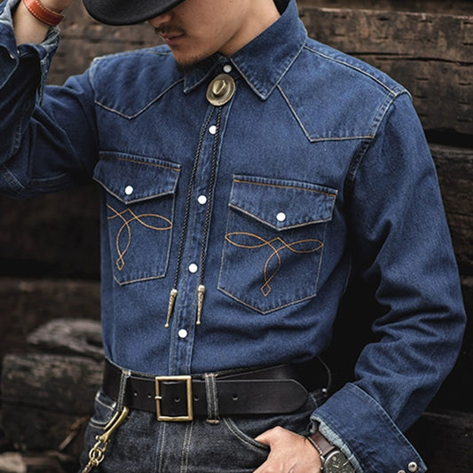 OKONKUWO アメリカンヴィンテージワークシャツ フラワー 長袖シャツ