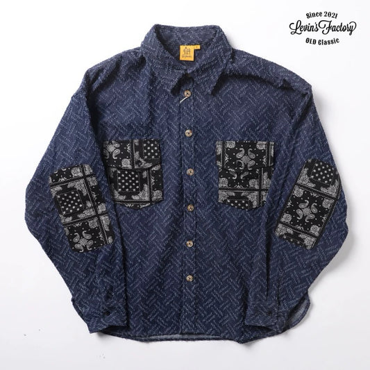 Levin‘sFactory ユーズド加工バンダナ柄パッチワークシャツ 長袖シャツ