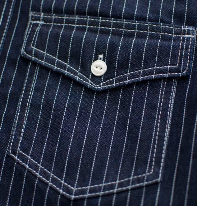 OKONKWO ストライプレトロ長袖シャツ