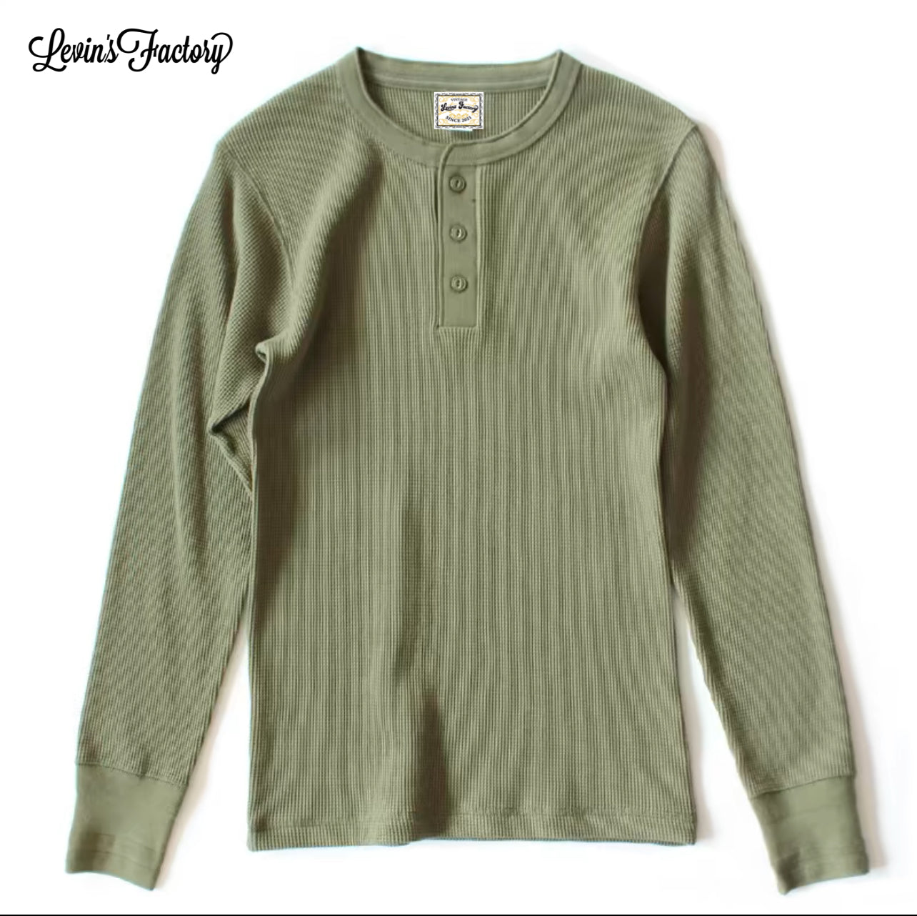 Levin`sFactory ワッフルヘンリーネックシャツ長袖