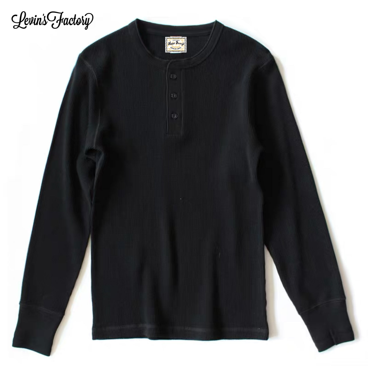 Levin`sFactory ワッフルヘンリーネックシャツ長袖