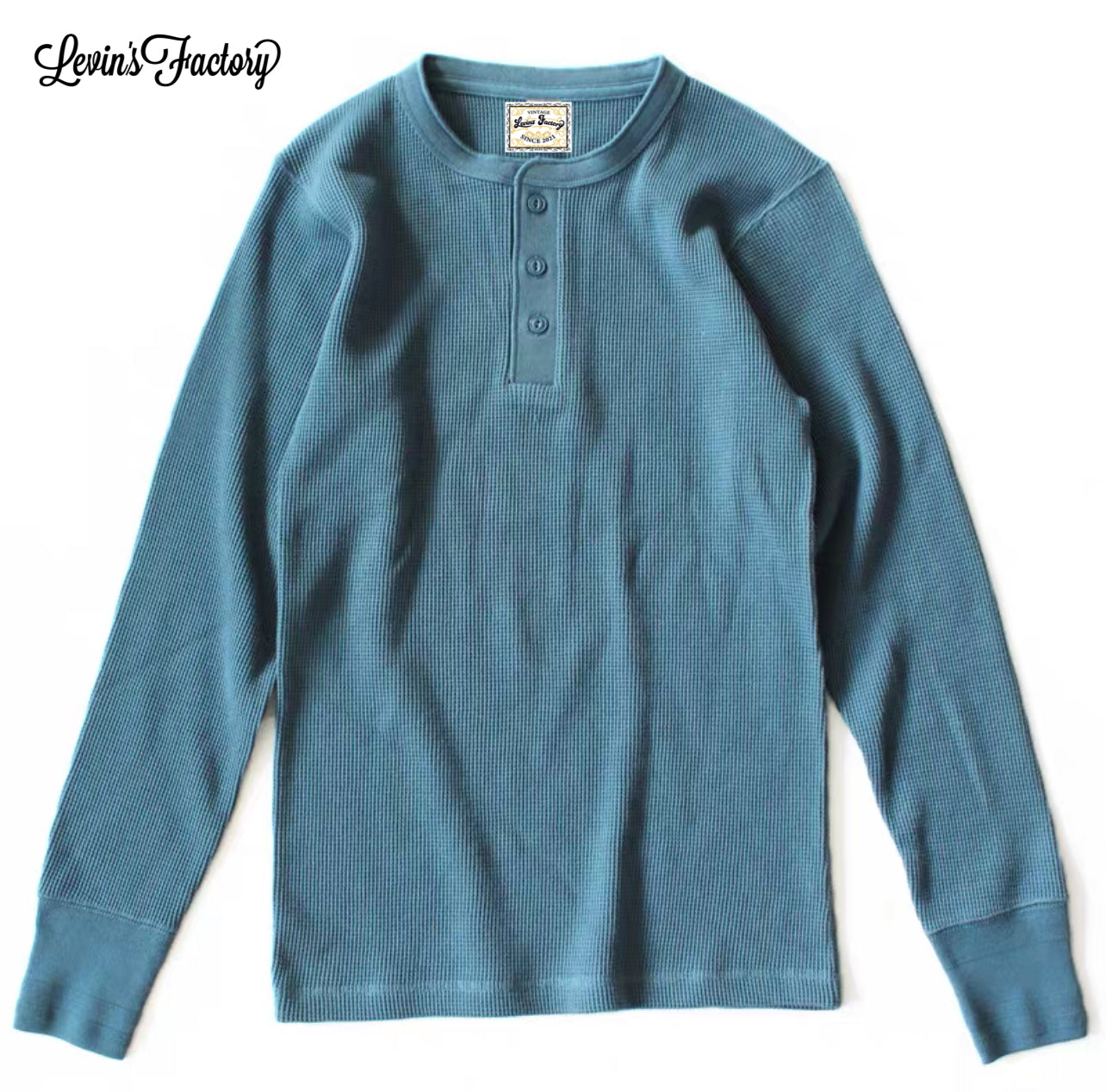 Levin`sFactory ワッフルヘンリーネックシャツ長袖