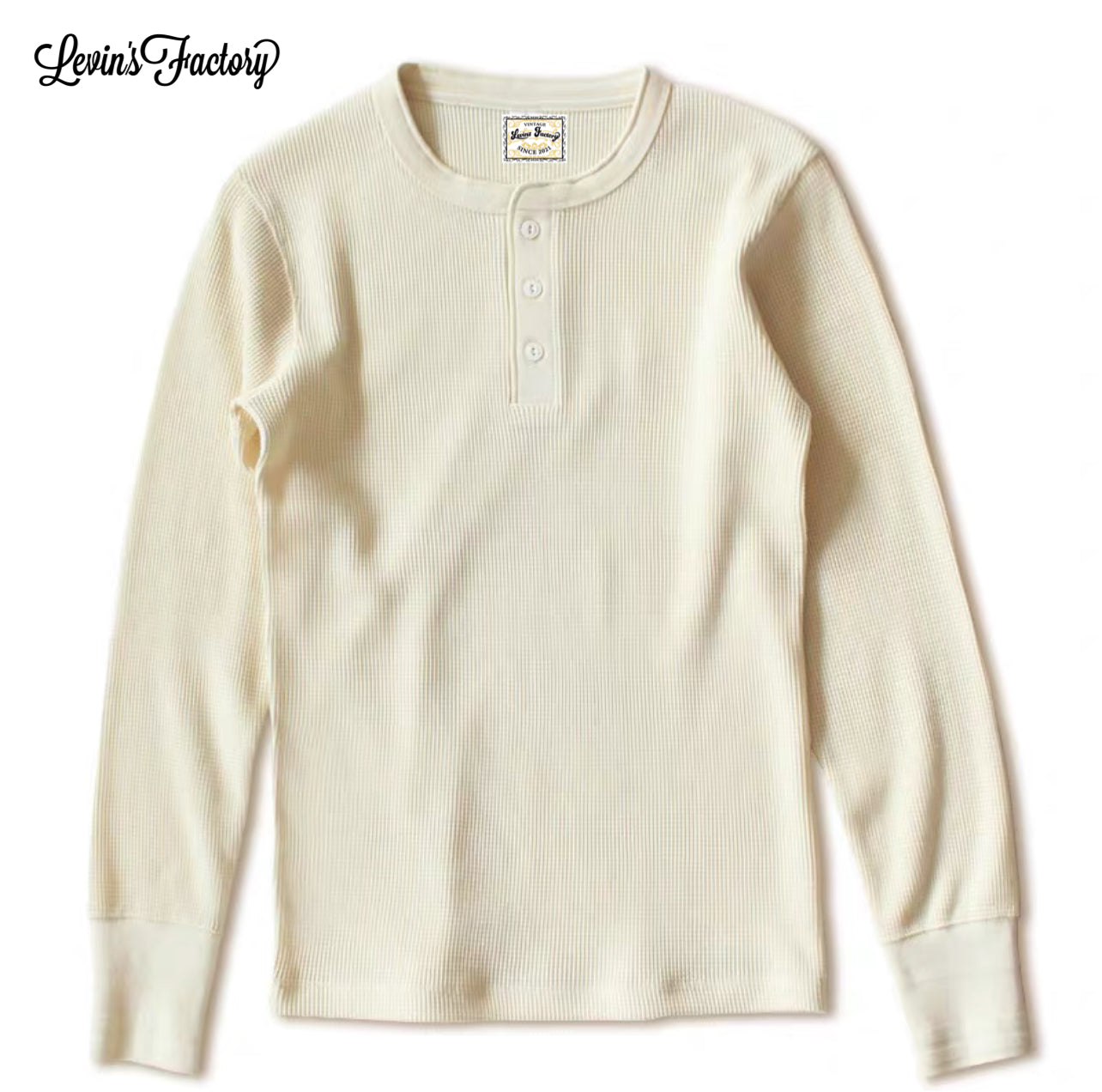 Levin`sFactory ワッフルヘンリーネックシャツ長袖