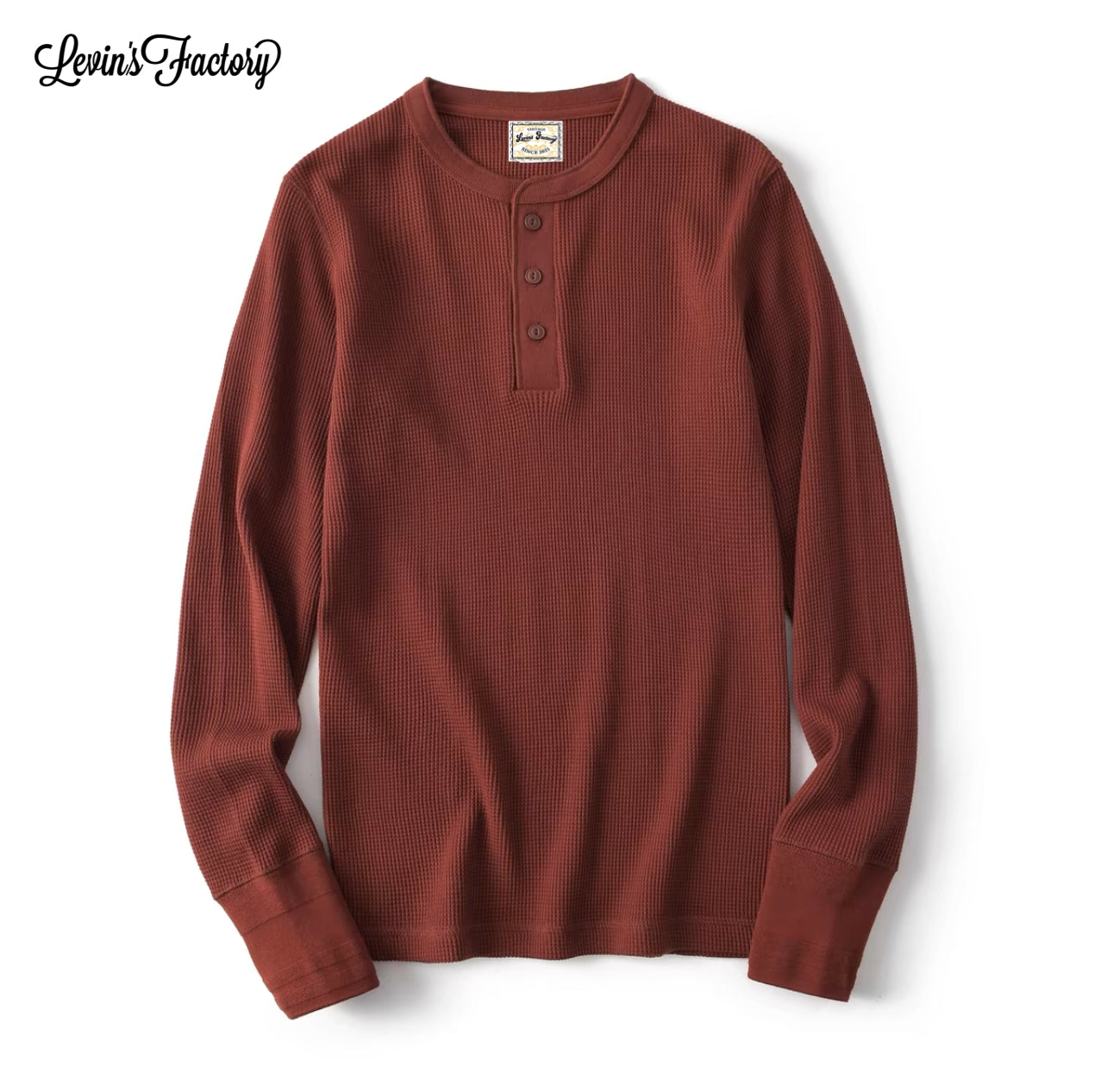 Levin`sFactory ワッフルヘンリーネックシャツ長袖
