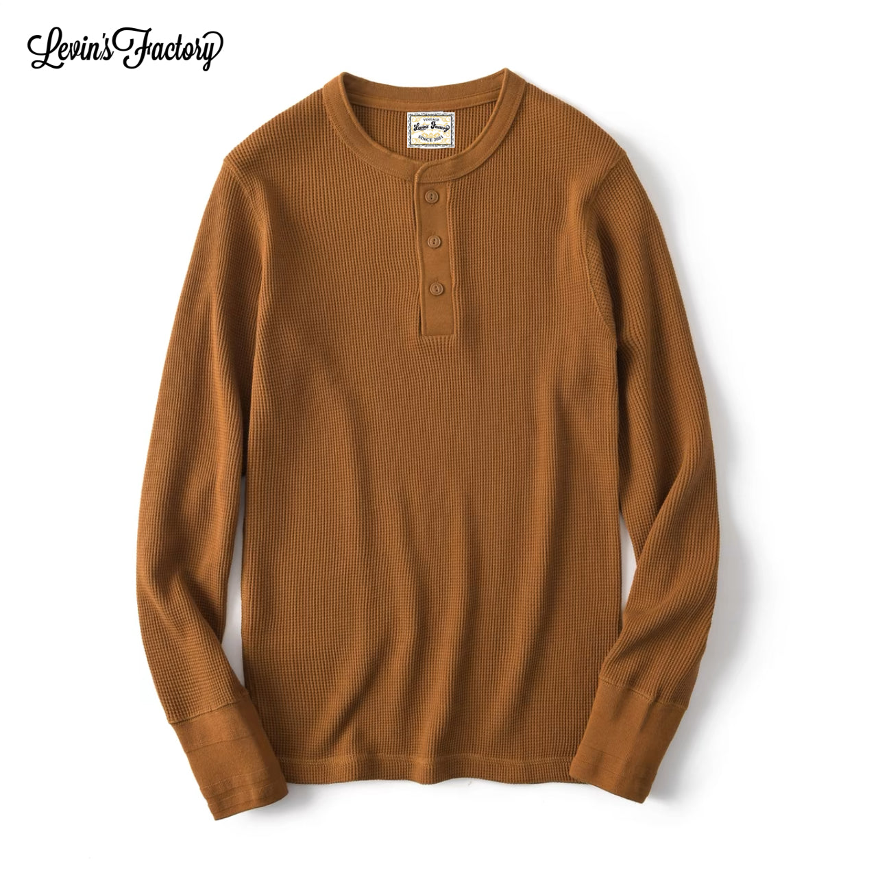 Levin`sFactory ワッフルヘンリーネックシャツ長袖