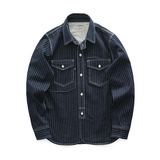 OKONKWO ストライプレトロ長袖シャツ