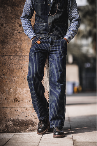 OKONKUWO ストライプデニムパンツ