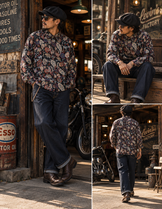 Levin‘sFactory　レトロ×ペイズリー　長袖シャツ