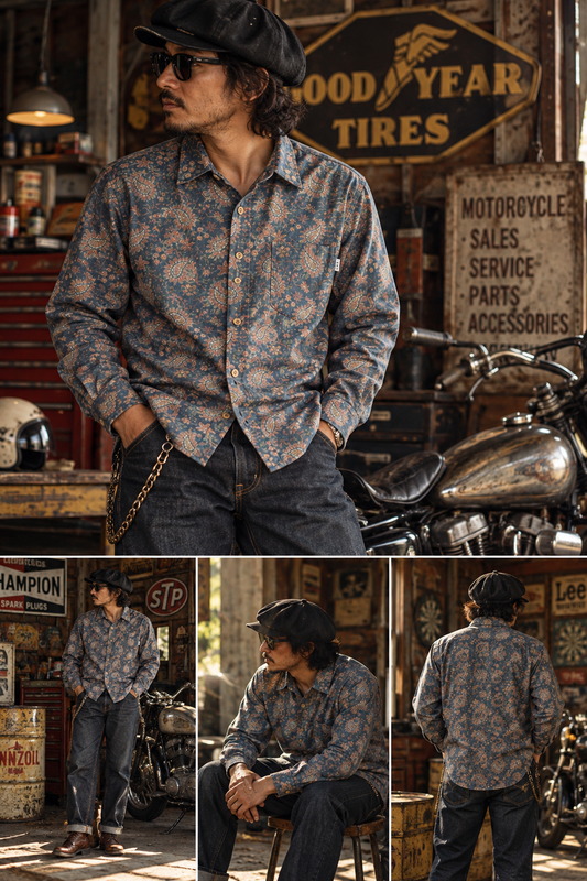 Levin`sFactory 長袖シャツ ペイズリー×オールドクラシック