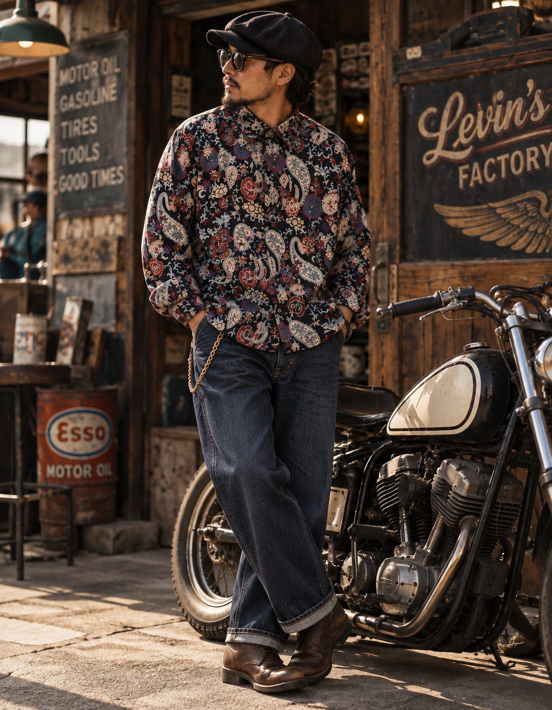 Levin‘sFactory　レトロ×ペイズリー　長袖シャツ